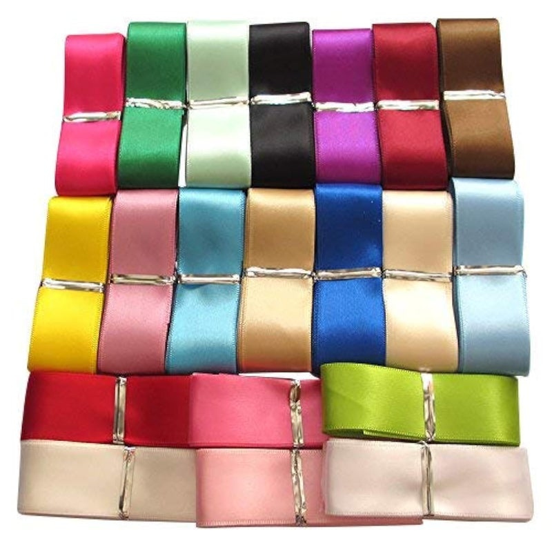 Chenkou Craft 1"(25mm) 20Yards Single Face Solid Satin Polyester Ribbon 20 Colors Assorted Bulk Lots Mix (1", Mix) - Image 1